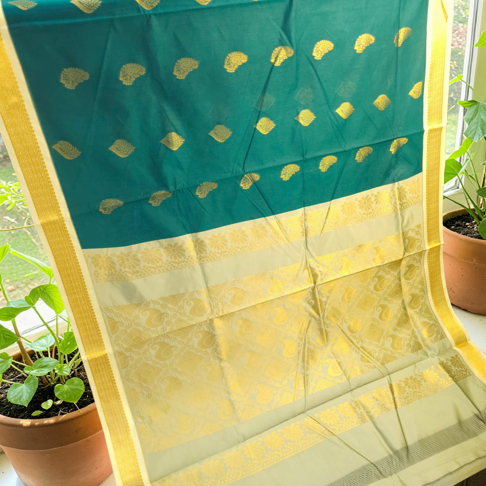 Premium Kanchi Soft Silk Saree Emerald Green